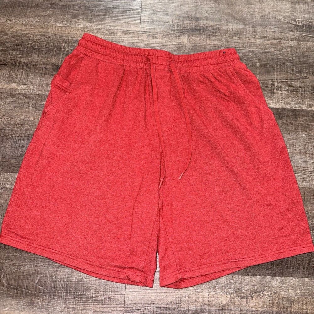 George Men's Active Shorts Drawstring Elastic Waist Red Size Medium Pockets